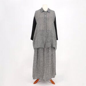 NWT VINTAGE HINO & MALEE 2 Piece Linen Contrast Sleeve Top & Maxi Skirt Size S